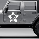 Auto si Moto/Intretinere auto/Stickere auto - Set doua stickere cu stea punisher, auto, alb, 34 x 35 - Infinity.ro
