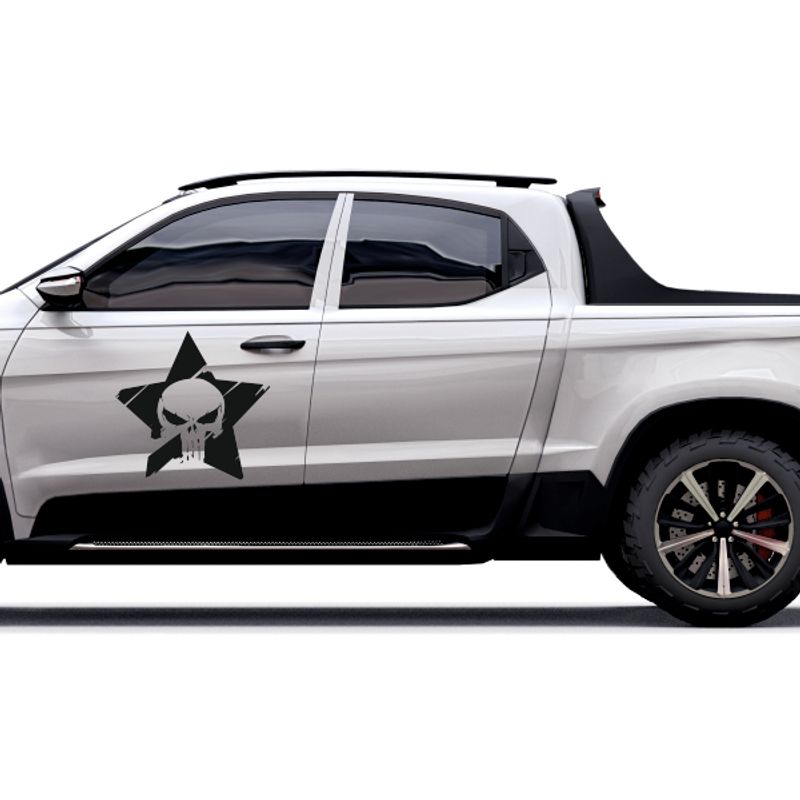 Auto si Moto - Intretinere auto - Stickere auto - Set doua stickere cu stea punisher, auto, negru, 34 x 35 - Infinity.ro