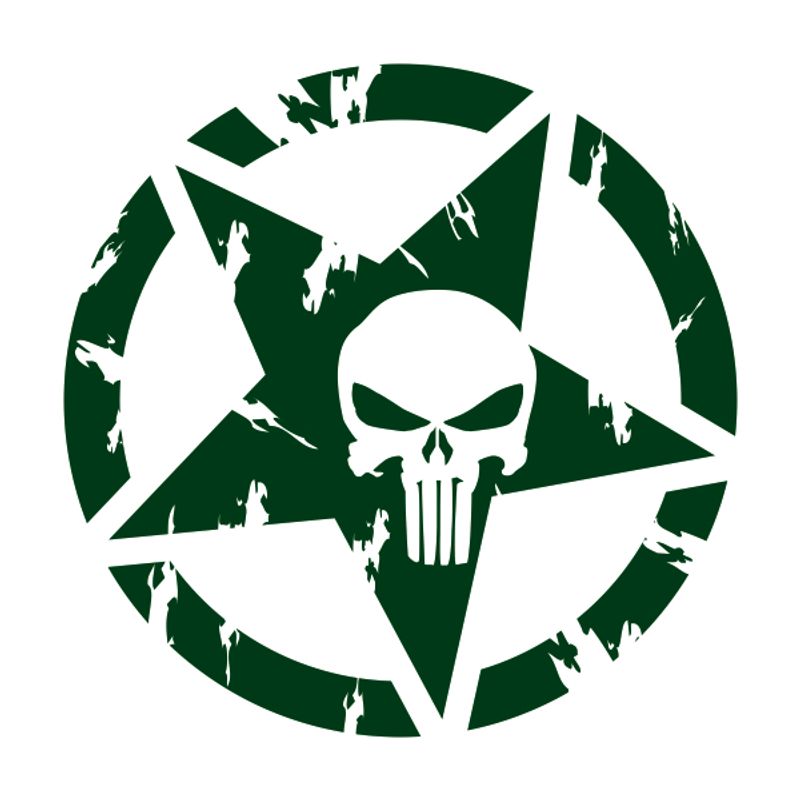 Auto si Moto - Intretinere auto - Stickere auto - Set doua stickere auto cu stea punisher, verde, 30 x 30 - Infinity.ro