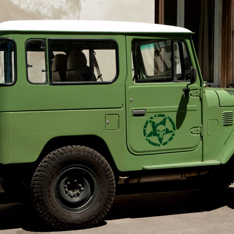 Auto si Moto - Intretinere auto - Stickere auto - Set doua stickere auto cu stea punisher, verde, 30 x 30 - Infinity.ro