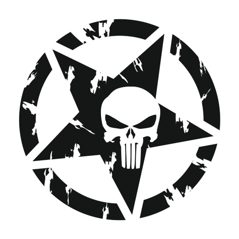 Auto si Moto - Intretinere auto - Stickere auto - Set doua stickere auto cu stea punisher, negru, 30 x 30 - Infinity.ro