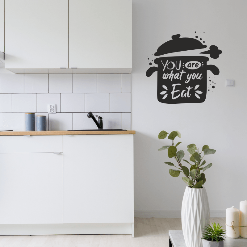 Casa si Gradina - Decoratiuni - Stickere decorative - Sticker motivational, pentru bucatarie, gatit, you are what you eat, negru, 80 x 76 - Infinity.ro