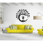 Casa si Gradina - Decoratiuni - Stickere decorative - Sticker decorativ, copac cu leagan, copil si fluturasi, negru, 70 x 65 - Infinity.ro