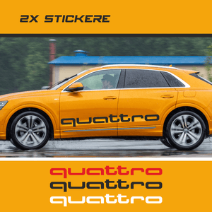 Set stickere auto, tuning, pentru Audi, Quattro, Alb, 150 x 16.5