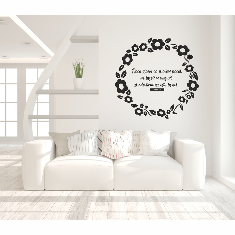 Casa si Gradina - Decoratiuni - Stickere decorative - Sticker Decorativ, pentru perete, verset din Biblie, 1 Ioan 1:8, Citate si mesaje, negru, 97x94 - Infinity.ro