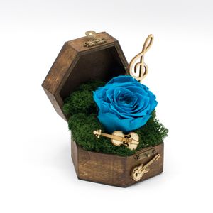 Cufar Music Box cu Trandafir Stabilizat
