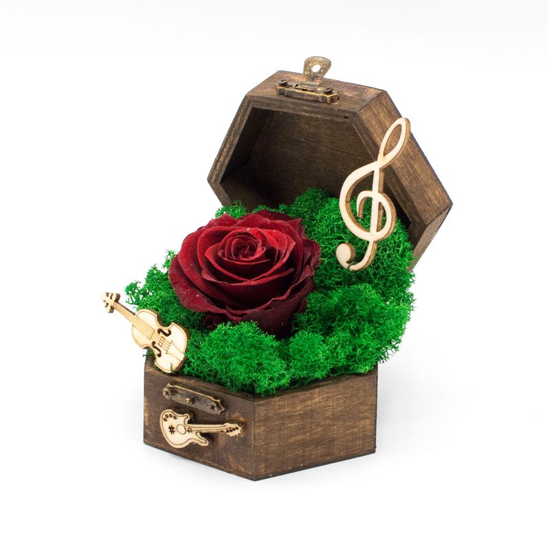Cufar-Music-Box-cu-Trandafir-Stabilizat-Grena