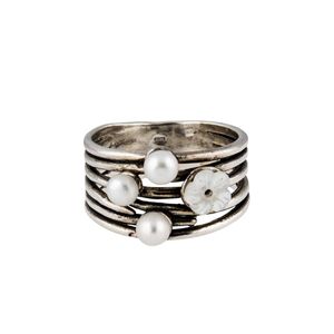 Inel dama, Israel, din argint 925 cu perle, sidef