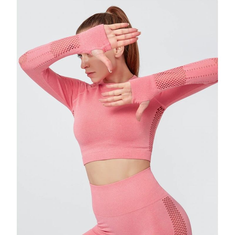 Sport si Outdoor - Echipament Sportiv - Imbracaminte sport - Echipamente complete - Set dama fitness, Seamless, roz, M - Infinity.ro