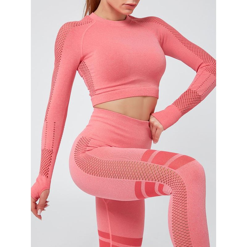 Sport si Outdoor - Echipament Sportiv - Imbracaminte sport - Echipamente complete - Set dama fitness, Seamless, roz, M - Infinity.ro