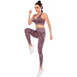 Sport si Outdoor - Echipament Sportiv - Imbracaminte sport - Echipamente complete - Set fitness, dama, camuflaj, roz inchis, S - Infinity.ro