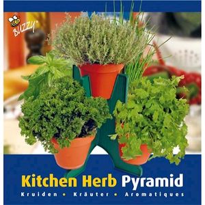 Mix de plante aromatice Kitchen Herb Pyramid, set de cultivare, 5 ghivece