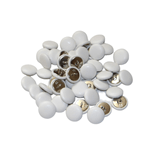 Casa si Gradina - Decoratiuni - DIY - Kit-uri - Set 50 nasturi metalici rotunzi, imbracati in piele ecologica alba marimea 32 - Infinity.ro