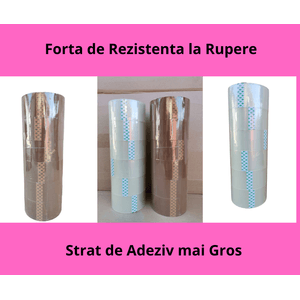 Setul nostru de 12 bucati de banda adeziva Maro si Transparenta 48mm x 66m x 45microm
