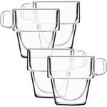 Casa si Gradina - Bucatarie si vesela - Cani si pahare - Cani si cesti - Set 4 cesti cu pereti dubli, Quasar & Co.®, suprapozabile, sticla termorezistenta, 125 ml, transparent - Infinity.ro