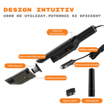 Auto si Moto - Intretinere auto - Aspiratoare auto - Aspirator portabil de mana pentru masina si casa, Auto 12 V, Cablu alimentare 4.5m, 5000 Pa, Autonomie 30 minute, negru - Infinity.ro