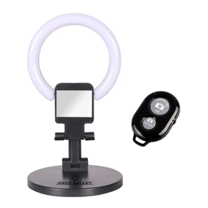 Lampa RingLight cu telecomanda universala Bluetooth, Tableta, 10m, Pliabil, 3 moduri, Selfie, Rotire 360, negru