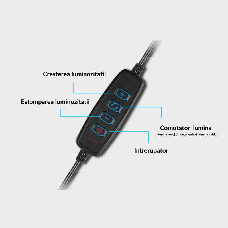 Laptop, Telefoane si Tablete - Telefoane mobile si accesorii - Accesorii Telefoane - Alte accesorii telefoane - Lampa RingLight cu telecomanda universala Bluetooth, Tableta, 10m, Pliabil, 3 moduri, Selfie, Rotire 360, negru - Infinity.ro