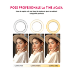 Laptop, Telefoane si Tablete - Telefoane mobile si accesorii - Accesorii Telefoane - Alte accesorii telefoane - Lampa RingLight cu telecomanda universala Bluetooth, Tableta, 10m, Pliabil, 3 moduri, Selfie, Rotire 360, negru - Infinity.ro