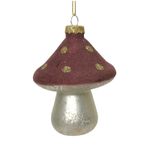 Casa si Gradina - Decoratiuni - Decoratiuni de sezon - Glob brad Craciun model ciupercuta, 8.5 cm, sticla, visiniu - Infinity.ro