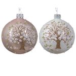 Casa si Gradina - Decoratiuni - Decoratiuni de sezon - Set 2 globuri brad Craciun Copac inflorit, 8 cm, sticla - Infinity.ro