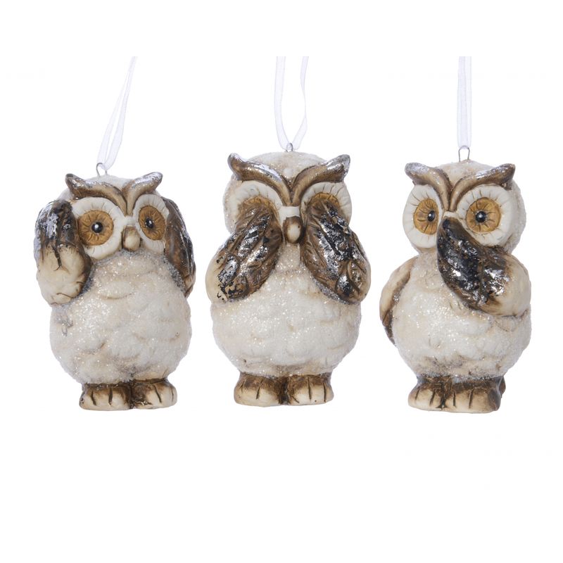 Casa si Gradina - Decoratiuni - Decoratiuni de sezon - Ornament brad Bufnita, 7.5  cm, ceramica, maro - Infinity.ro