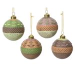 Casa si Gradina - Decoratiuni - Decoratiuni de sezon - Glob brad Craciun imprimeu frunze, 8 cm, sticla, multicolor - Infinity.ro