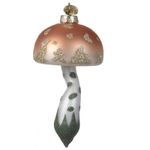 Casa si Gradina - Decoratiuni - Decoratiuni de sezon - Glob brad Craciun model ciupercuta cu sclipici, 11 cm, sticla, auriu - Infinity.ro