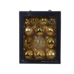 Casa si Gradina - Decoratiuni - Decoratiuni de sezon - Set 13 globuri brad Craciun shiny matt, sticla, auriu - Infinity.ro