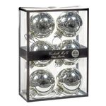 Casa si Gradina - Decoratiuni - Decoratiuni de sezon - Set 6 globuri brad Shiny Silver, sticla, 7 cm - Infinity.ro