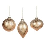 Casa si Gradina - Decoratiuni - Decoratiuni de sezon - Set 3 globuri brad Antic Gold, sticla, 10 cm - Infinity.ro