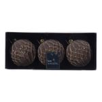 Casa si Gradina - Decoratiuni - Decoratiuni de sezon - Set 3 globuri brad Craciun flock glitter, 8 cm, sticla, roz blush - Infinity.ro