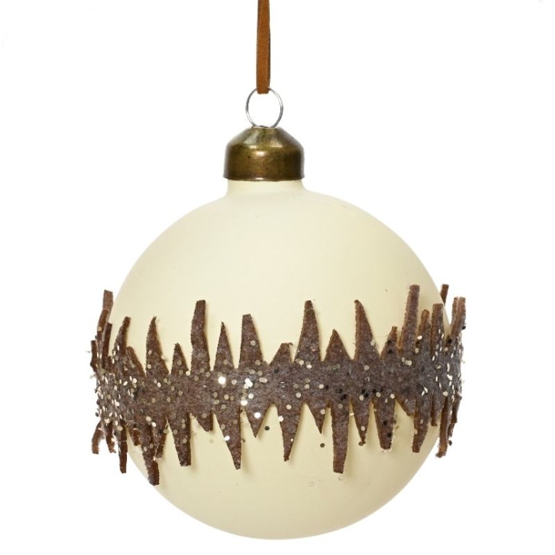 Casa si Gradina - Decoratiuni - Decoratiuni de sezon - Glob brad Craciun Glitter Shape, 8 cm, sticla, alb - Infinity.ro