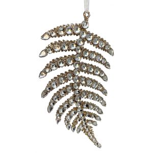 Ornament brad model bijuterie feriga cu pietre, 21 cm, auriu