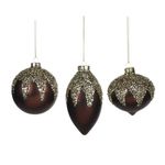 Casa si Gradina - Decoratiuni - Decoratiuni de sezon - Set 3 globuri brad Tear Drop, sticla, 8 cm - Infinity.ro