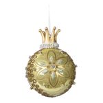 Casa si Gradina - Decoratiuni - Decoratiuni de sezon - Glob pentru brad Craciun cu flori si sclipici, 8 cm, sticla, verde - Infinity.ro
