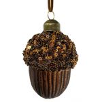 Casa si Gradina - Decoratiuni - Decoratiuni de sezon - Glob de Craciun model ghinda brad cu paiete, 15 cm, sticla, maro - Infinity.ro