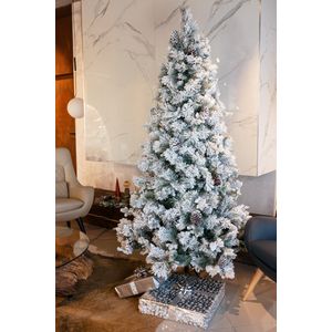 Brad artificial cu zapada si conuri Premium Frosted Pine, aspect inghetat, 240 cm