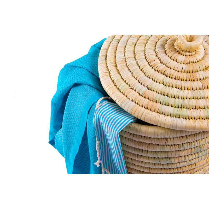 Casa si Gradina - Mobilier - Organizare si depozitare - Cutii depozitare - Cos depozitare/decorativ, natur, rotund, cu capac, din fibra naturala de palmier - Infinity.ro