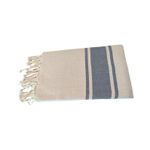 Casa si Gradina - Textile si covoare - Textile baie - Prosoape - Prosop plaja/SPA Tunis Fouta bej cu dungi albastre - Infinity.ro