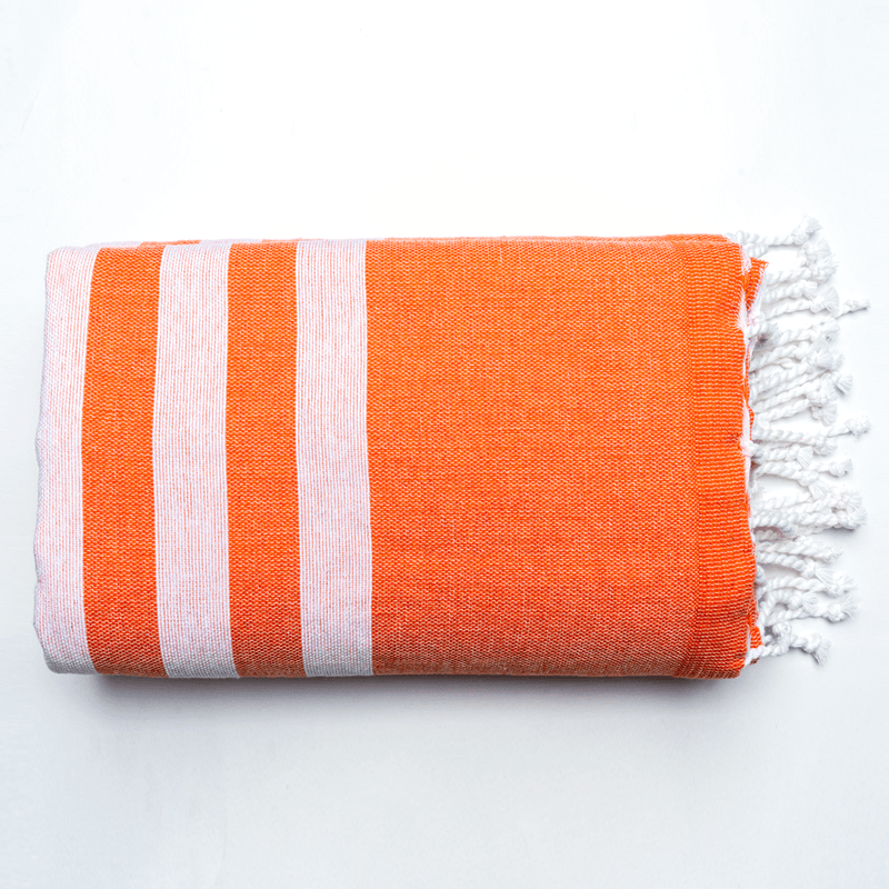 Casa si Gradina - Textile si covoare - Textile baie - Prosoape - Prosop Nisa 100 x 200 cm portocaliu cu dungi albe - Infinity.ro