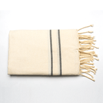 Casa si Gradina - Textile si covoare - Textile baie - Prosoape - Prosop de plaja Tunis Fouta 100 x 200 cm ivory cu dungi negre - Infinity.ro
