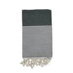 Casa si Gradina - Textile si covoare - Textile baie - Prosoape - Prosop de plaja Tunis Fouta 100 x 200 cm verde sahara cu dungi albe - Infinity.ro