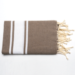 Casa si Gradina - Textile si covoare - Textile baie - Prosoape - Prosop de plaja Tunis Fouta 100 x 200 cm maro inchis cu dungi albe - Infinity.ro