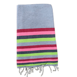 Casa si Gradina - Textile si covoare - Textile baie - Prosoape - Prosop de plaja Tunis Fouta 100 x 200 cm gri deschis cu dungi roz - Infinity.ro
