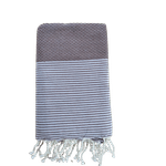 Casa si Gradina - Textile si covoare - Textile baie - Prosoape - Prosop de plaja/SPA Tunis Fouta 100 x 200 cm maro sahara cu dungi albe - Infinity.ro