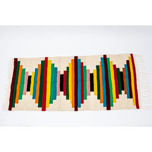 Covor tesut manual din lana naturala multicolor 160 x 70 cm