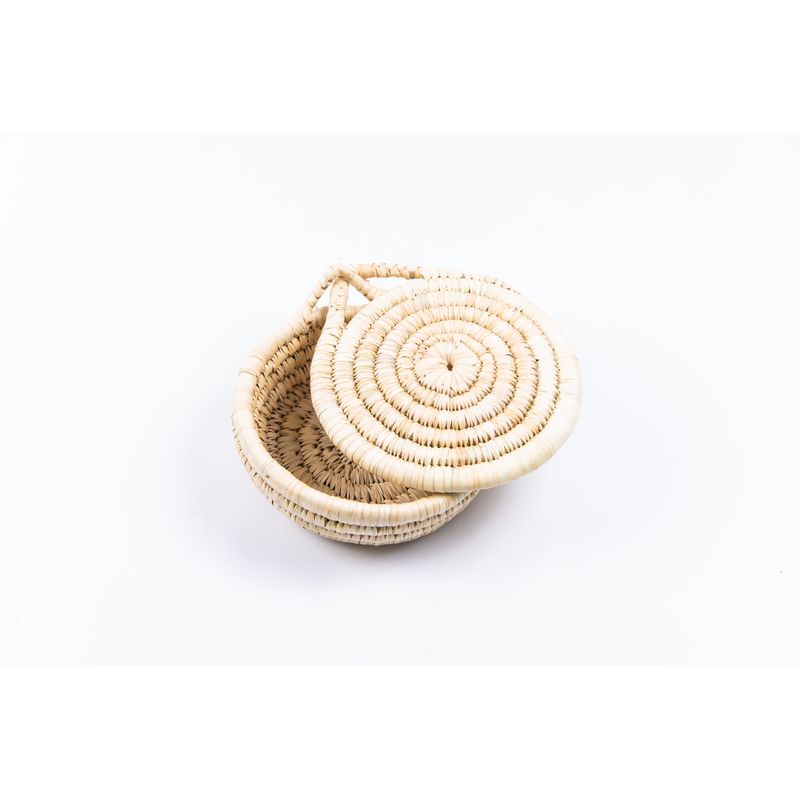 Casa si Gradina - Bucatarie si vesela - Vesela si tacamuri - Vesela pentru servire - Cos natur cu capac, din fibra naturala de palmier D25 cm, natural - Infinity.ro