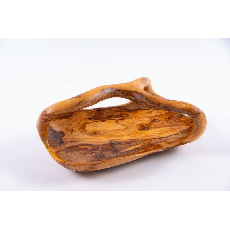 Casa si Gradina - Bucatarie si vesela - Ustensile bucatarie - Cosuri servire - Fructiera cu maner din lemn de maslin 29 x 20 cm - Infinity.ro