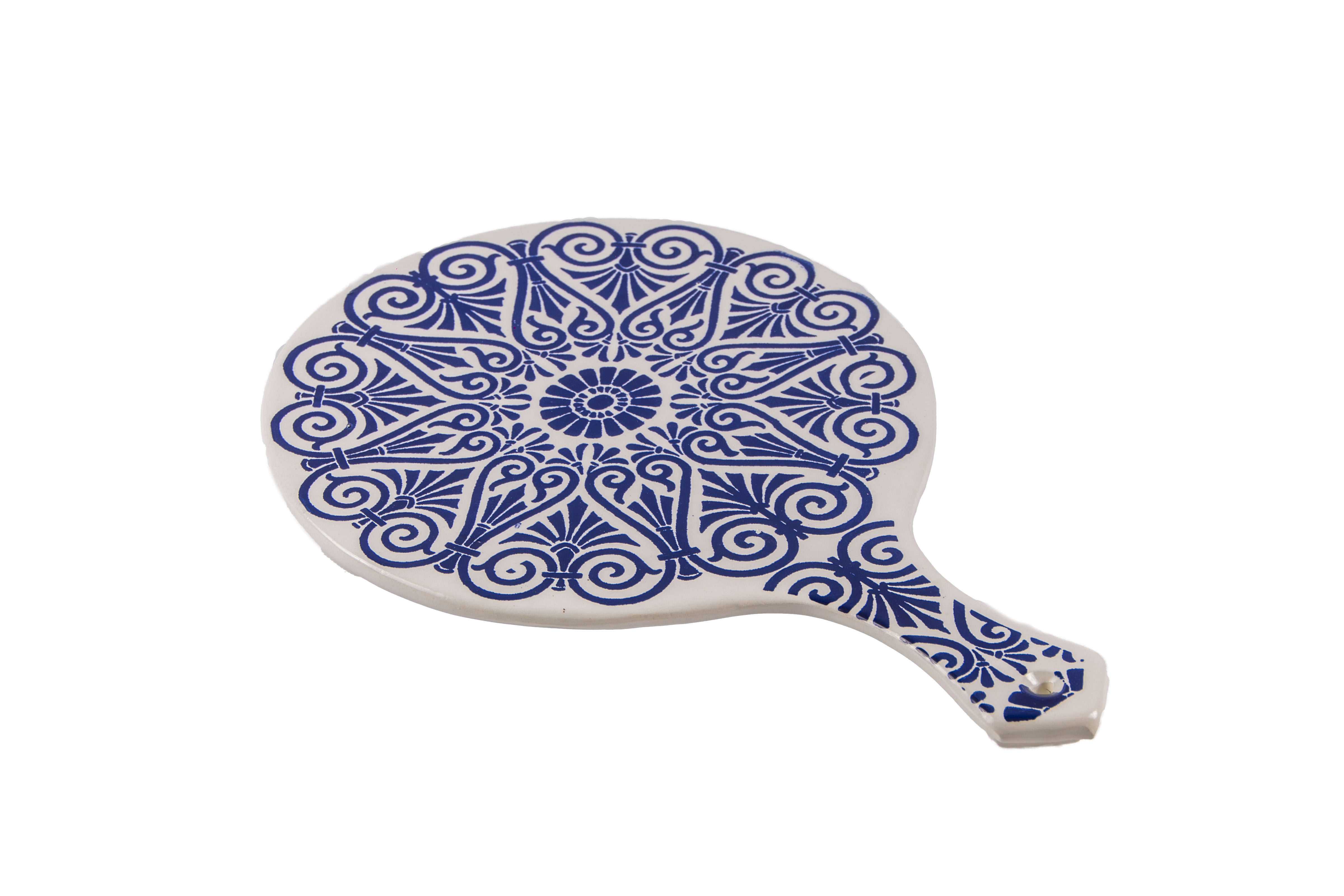 Platou servire rotund tatoo bleu din ceramica, realizat manual 28 cm